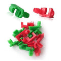 Tailgate handle rod clips set, green and red left/right plastic retainers