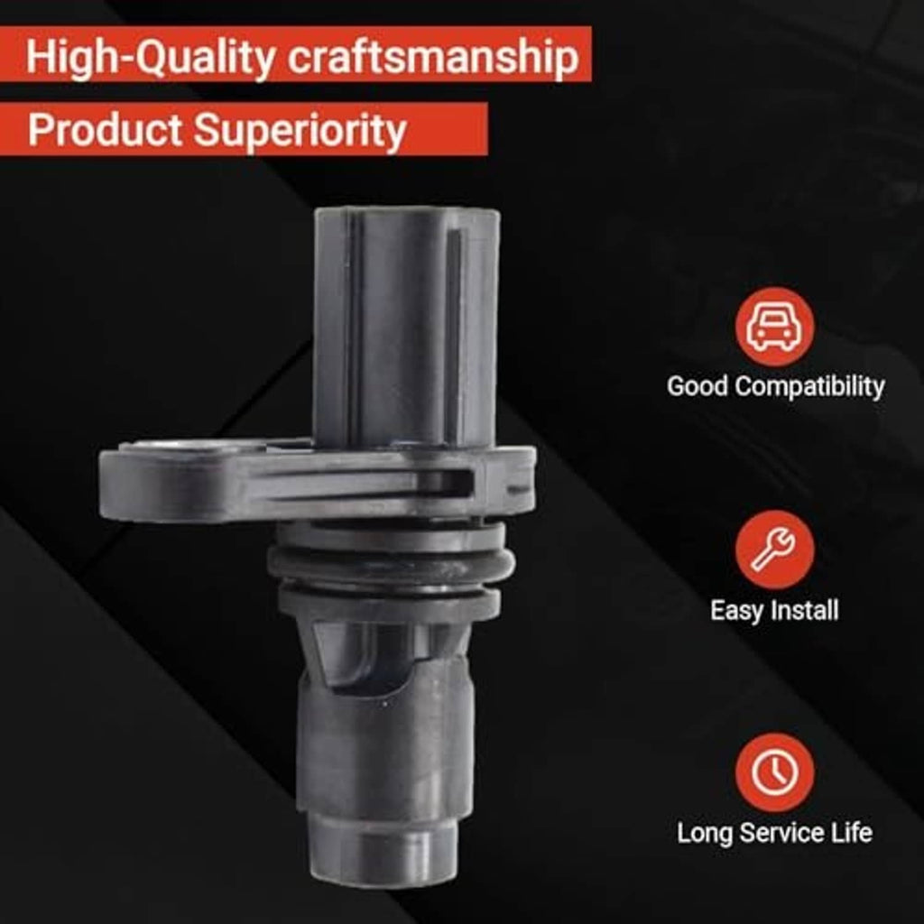 Camshaft position sensor with two-pin connector and cylindrical metal housing