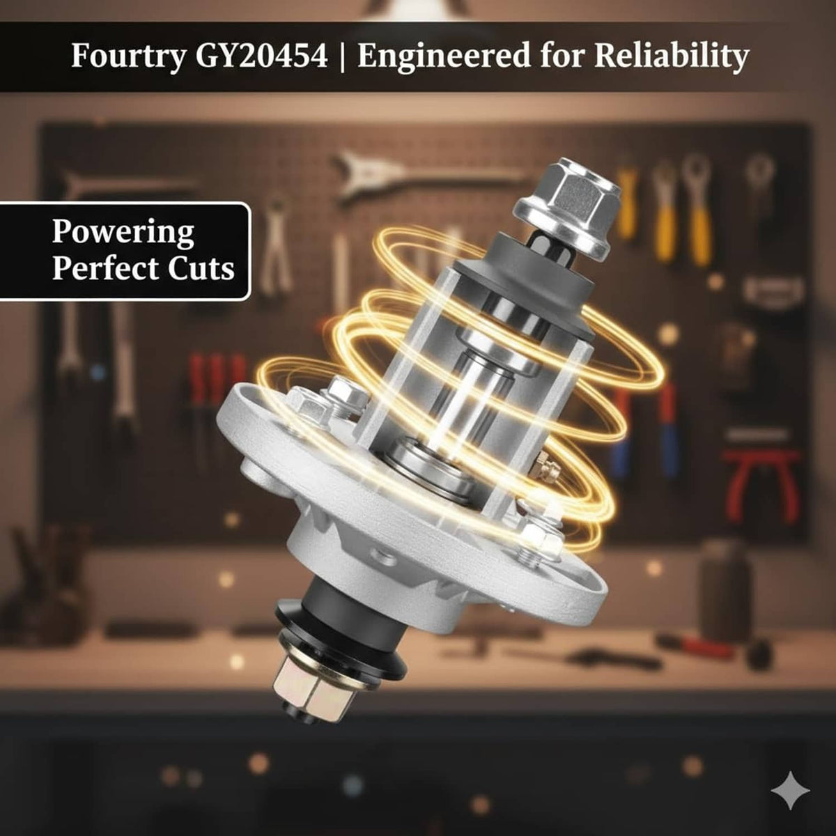 Lawn mower spindle assembly with central shaft and flange