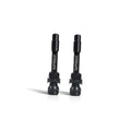 Pair of black Presta tubeless valve stems with dust caps