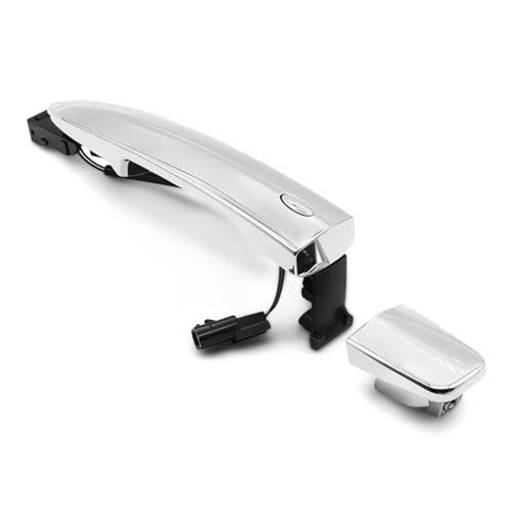 Exterior door handle kit, silver lever with black housing and separate side cover