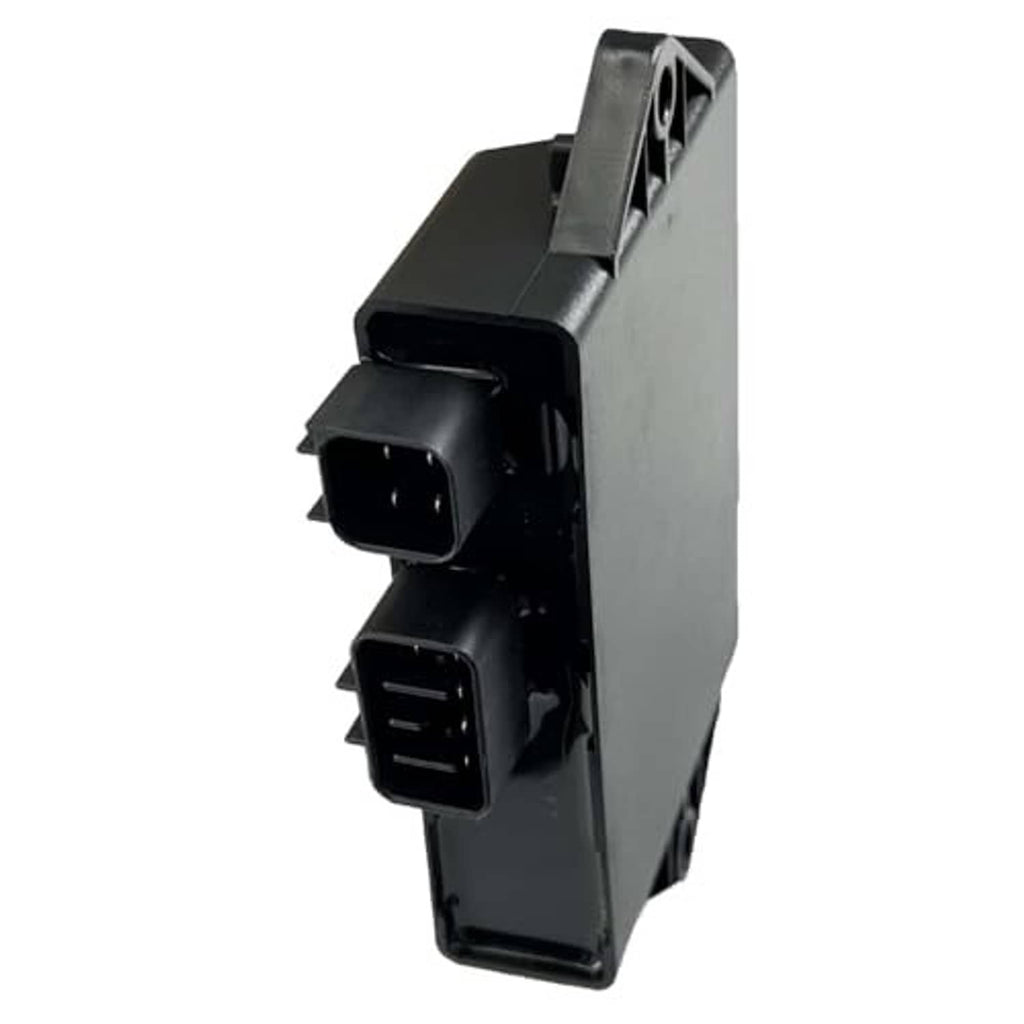 Black CDI ignitor module side view showing two plug socket openings.