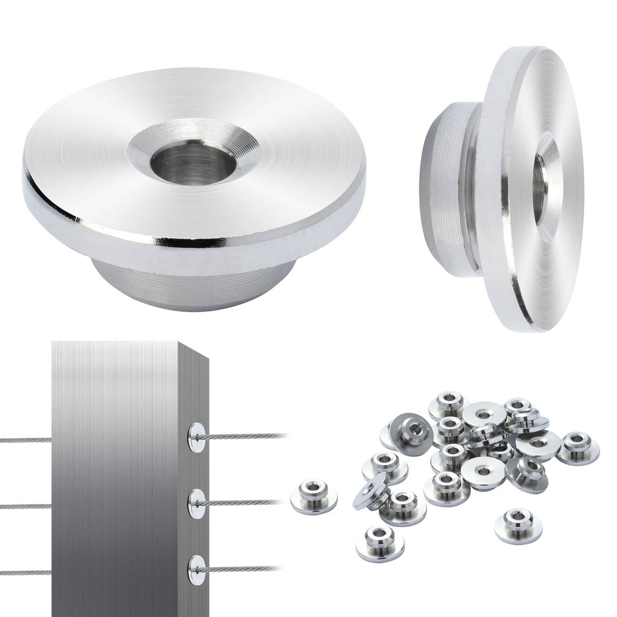 Stainless steel wheel protector sleeves with inner hole, set of 51 cable railing kit