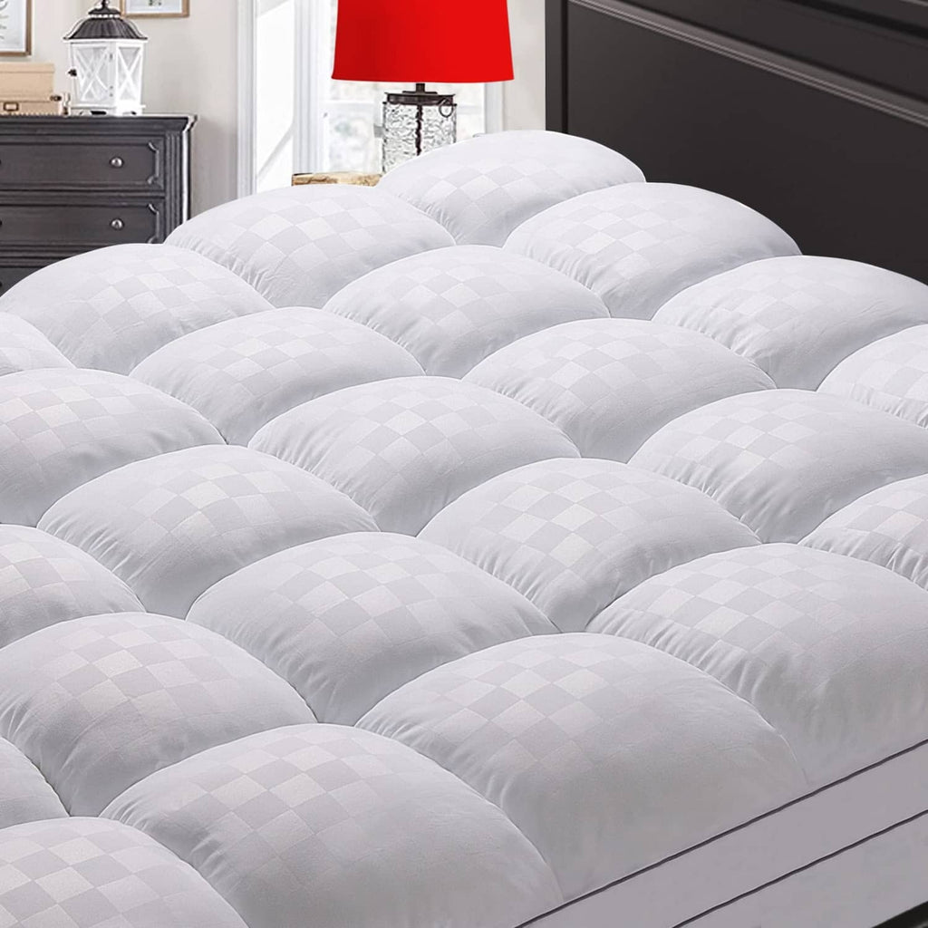 RivetOak SameBed Mattress Topper King,Extra Thick Pad Cover for King, White