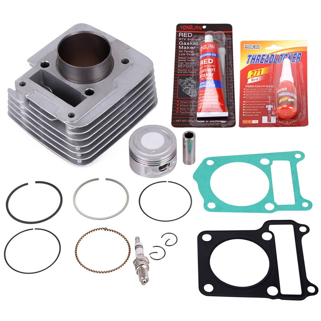 Big bore cylinder and piston kit with gaskets, piston rings, and packaged seal parts
