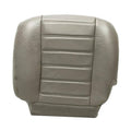Gray synthetic leather seat cover with horizontal stitched paneling on the backrest