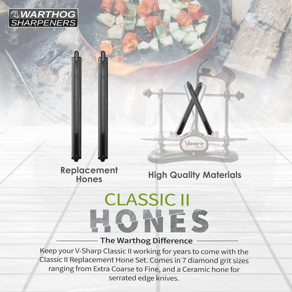 Classic II replacement hone pair for knife sharpening, two black rods