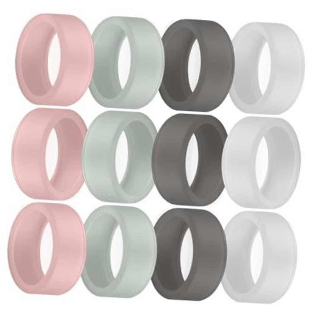 Set of silicone ring protector covers in pink, mint, dark gray, and white