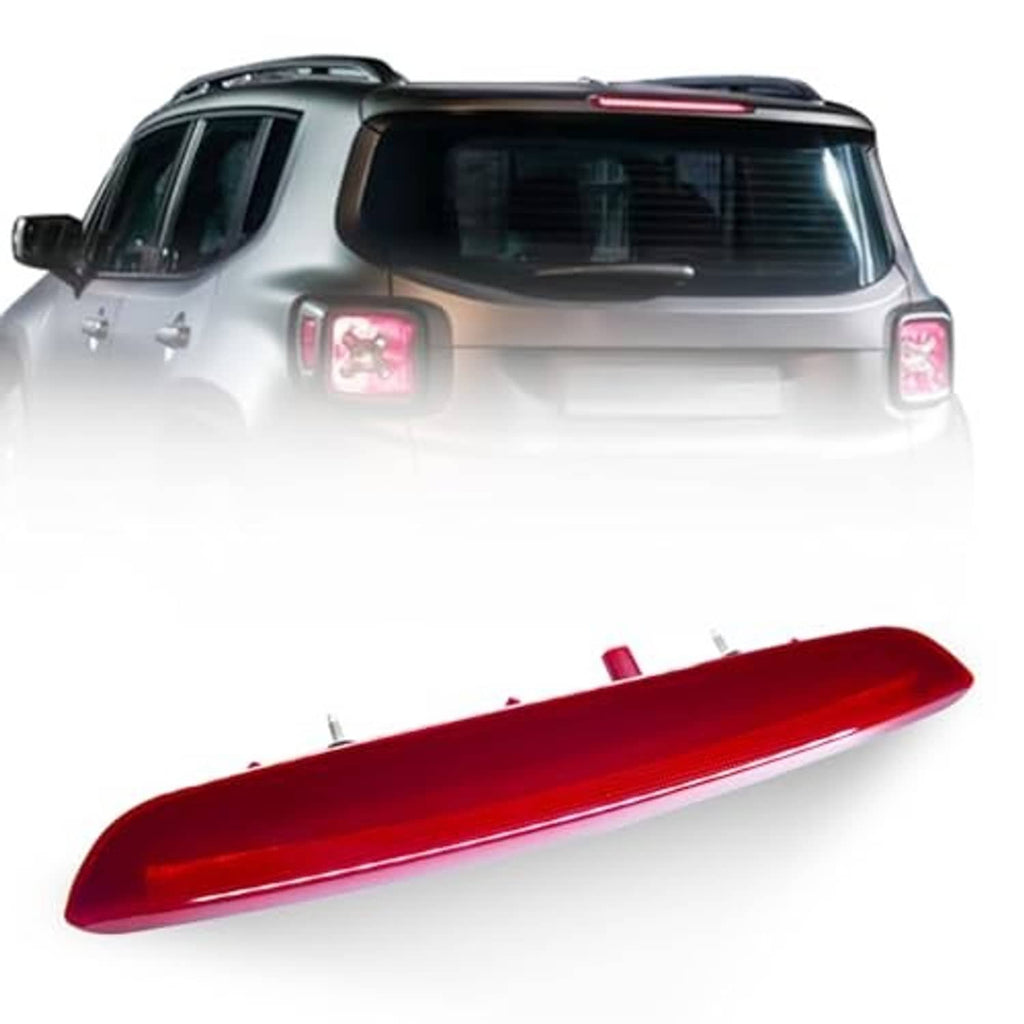 Red high-mount third brake light lens, angled view with mounting posts