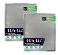 2-pack range hood grease filters with gray metal mesh panels and blue frame trim