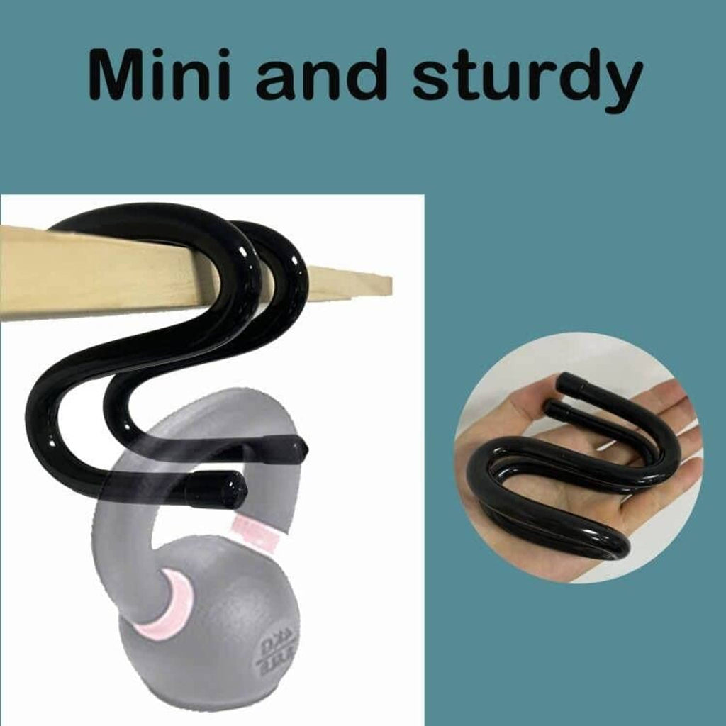 Black U-shaped bag hook clamp, compact design with two mounting prongs