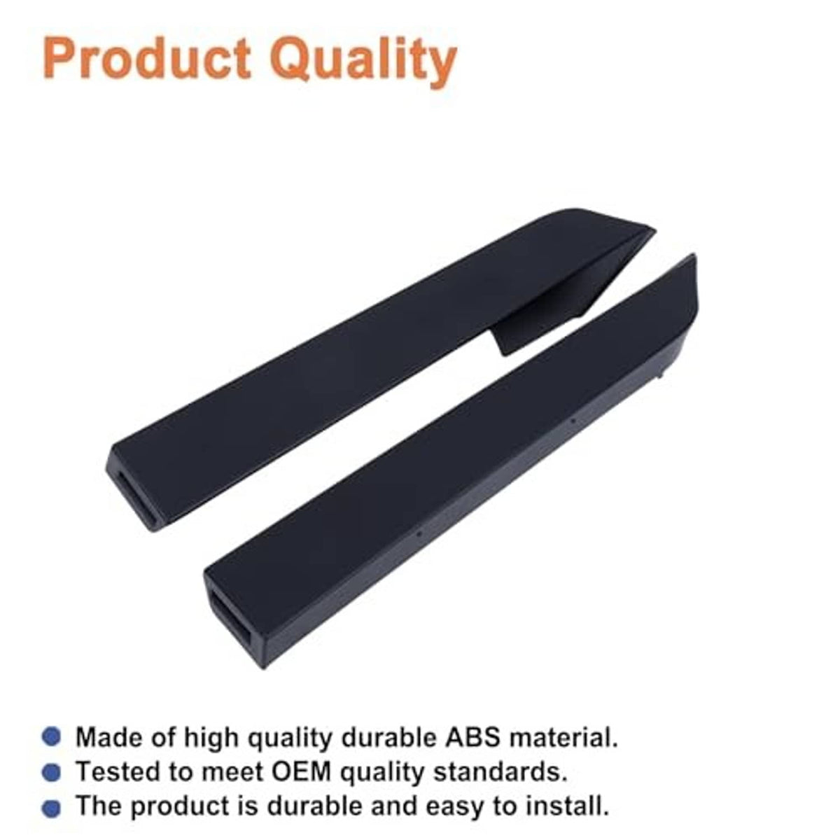 Front bumper lower grille covers, black ABS plastic, easy-install pair