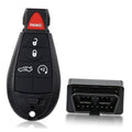 Black key fob remote replacement with Panic, lock, unlock buttons and key ring hole