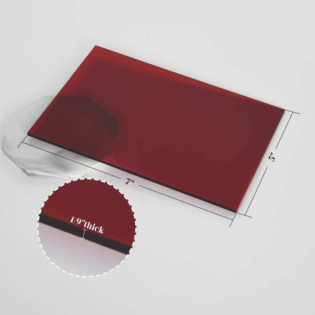 Red translucent acrylic panel, 5 x 7 in dimensions