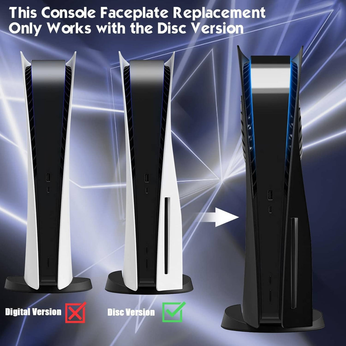 PS5 faceplate replacement set for disc version, matte black and silver panels