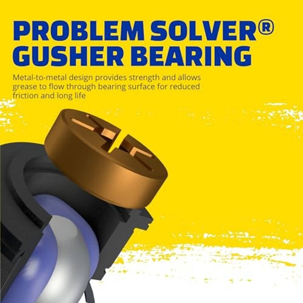Front upper suspension ball joint with gusher bearing cutaway detail
