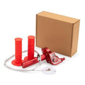Red mini bike quick-action twist throttle kit with two rubber grips and cable