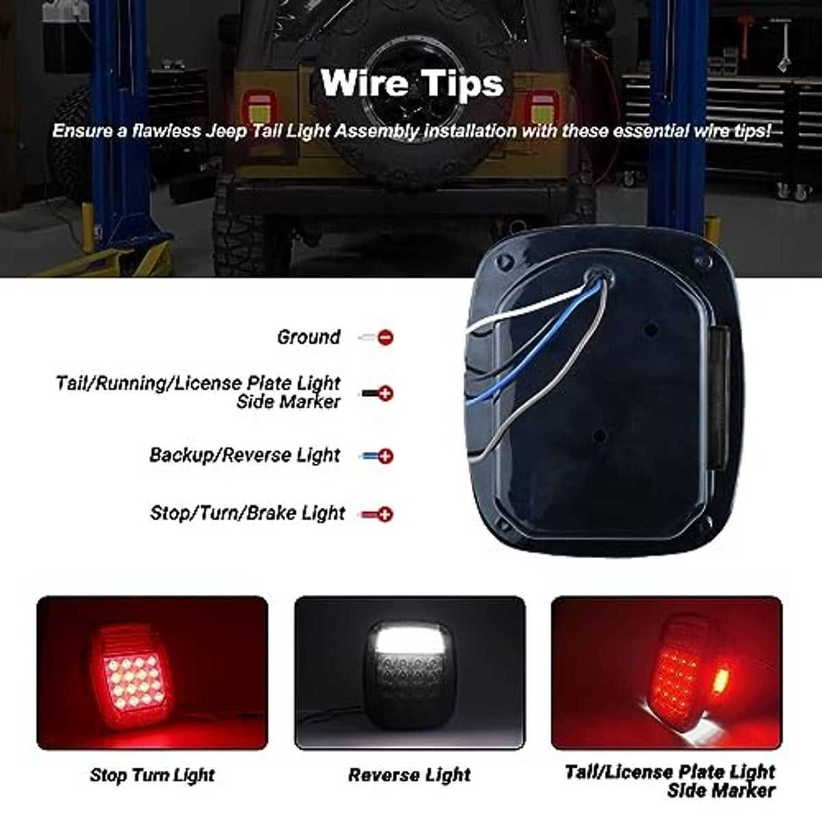 Smoked tail light housing with wire connections for side marker and brake light.