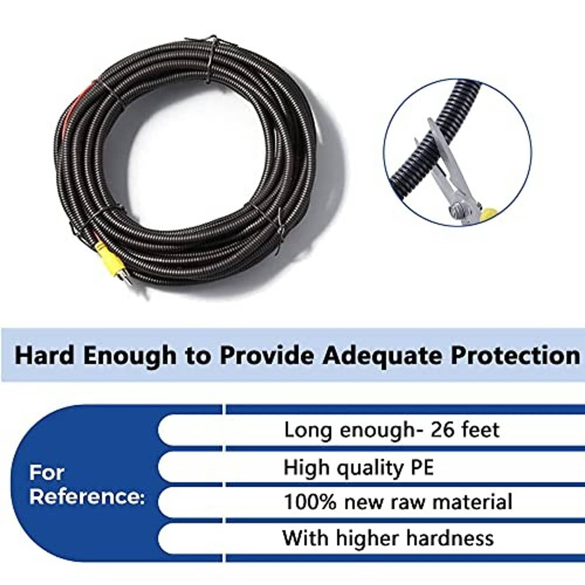 Coiled extension cable for backup camera wiring in black sheath