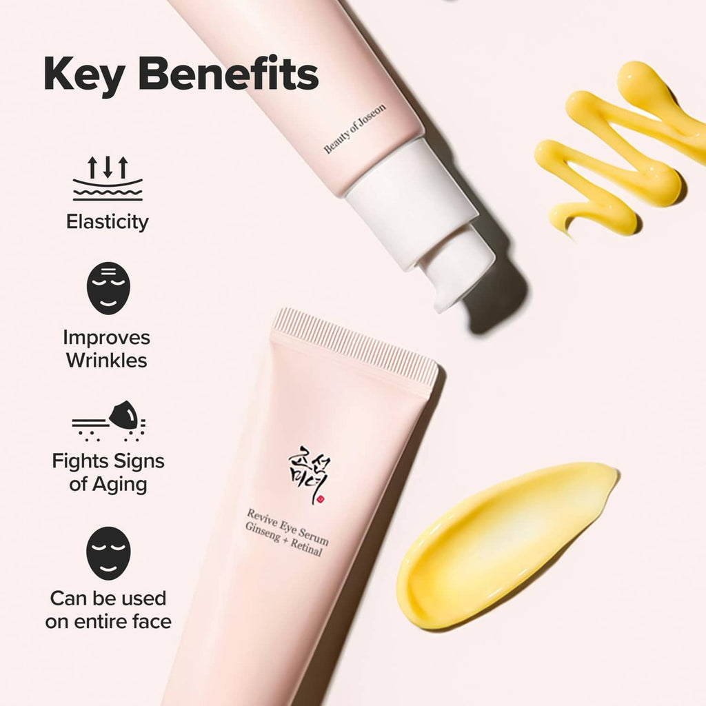 Light pink eye serum squeeze tube with silver base and yellow gel swatch