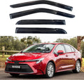 Tape-on window visor rain guards set with four glossy black pieces