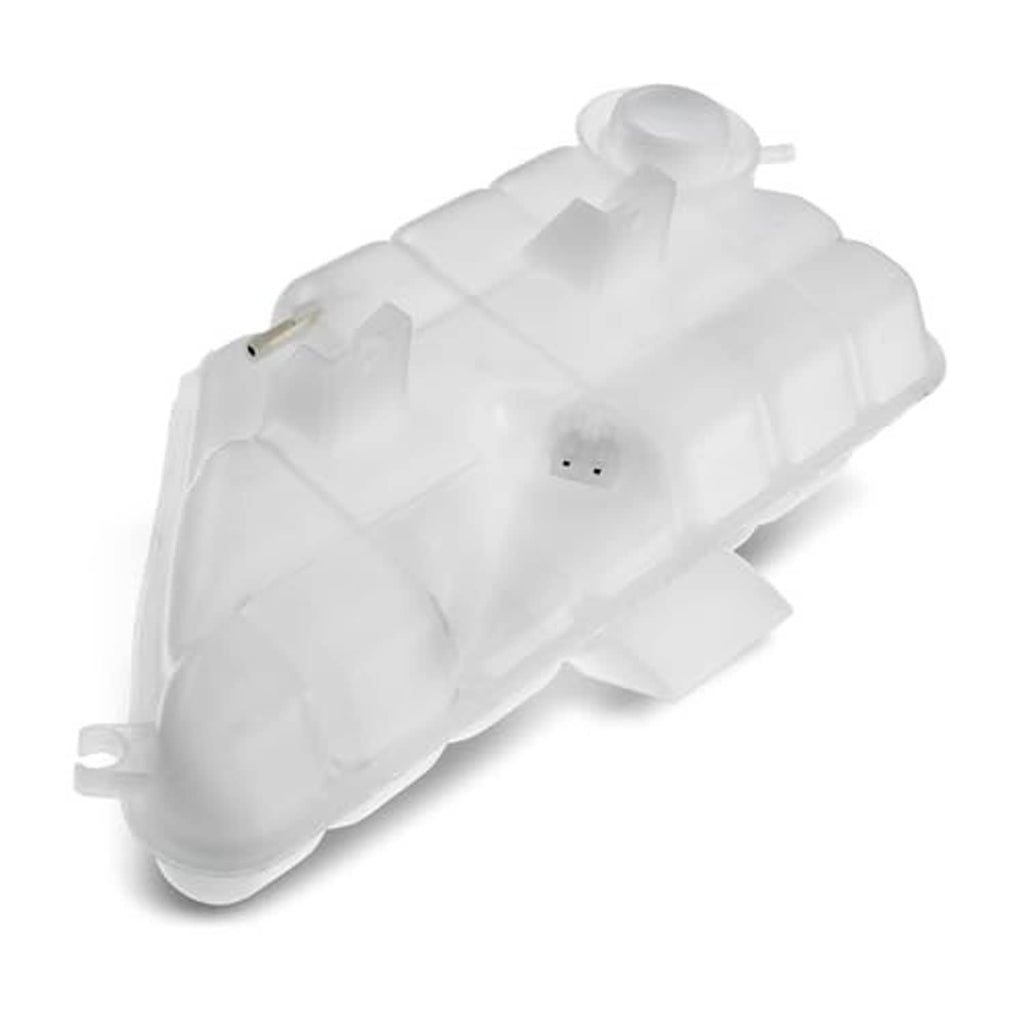 Coolant overflow reservoir tank with sensor, white plastic with sensor port