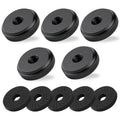 Black thumb wheel lock nuts and rubber pads with threaded center holes