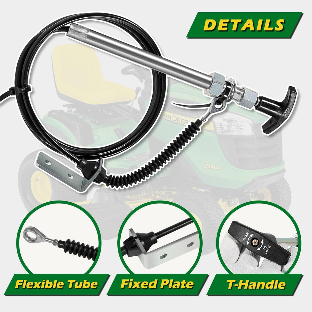 Spout control input cable details: flexible tube, fixed plate, and T-handle