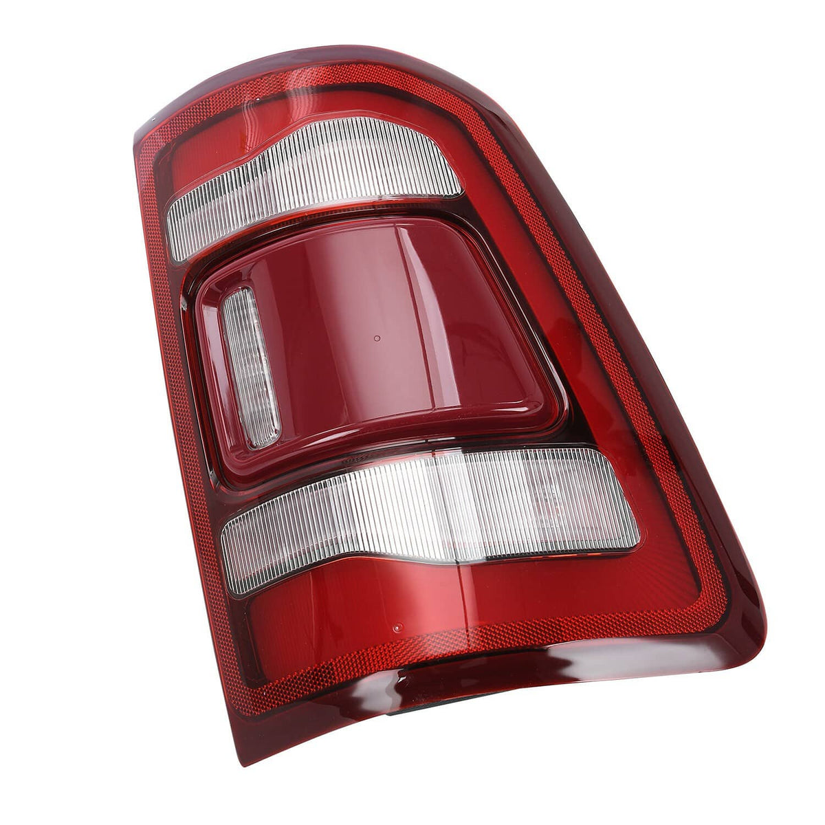 Right-side LED tail light with red lens, clear vertical light bar, and reflector