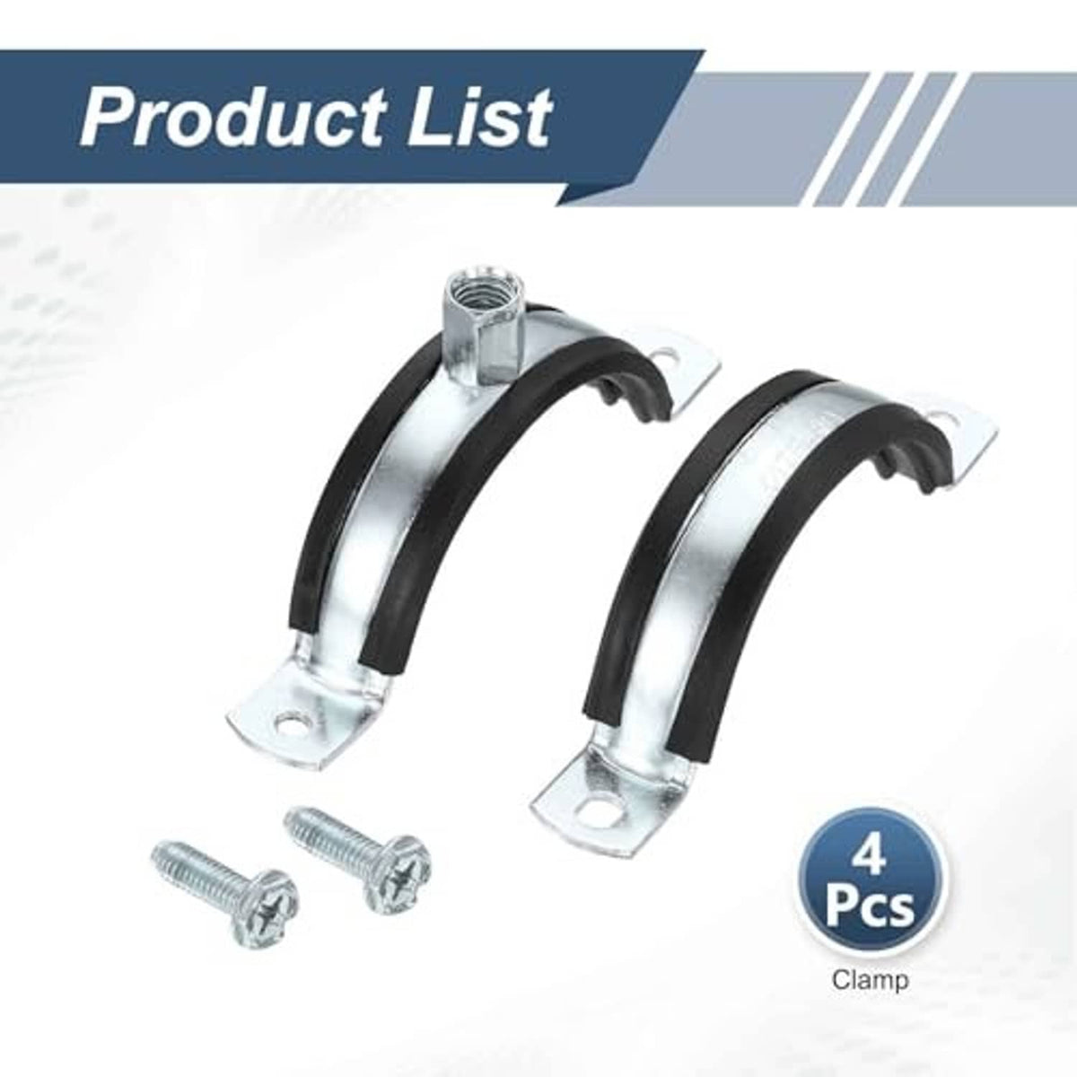 Galvanized split ring pipe clamp set with 4 pieces and mounting screws