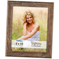 8x10 rustic wood picture frame in chestnut brown, front view with glass opening