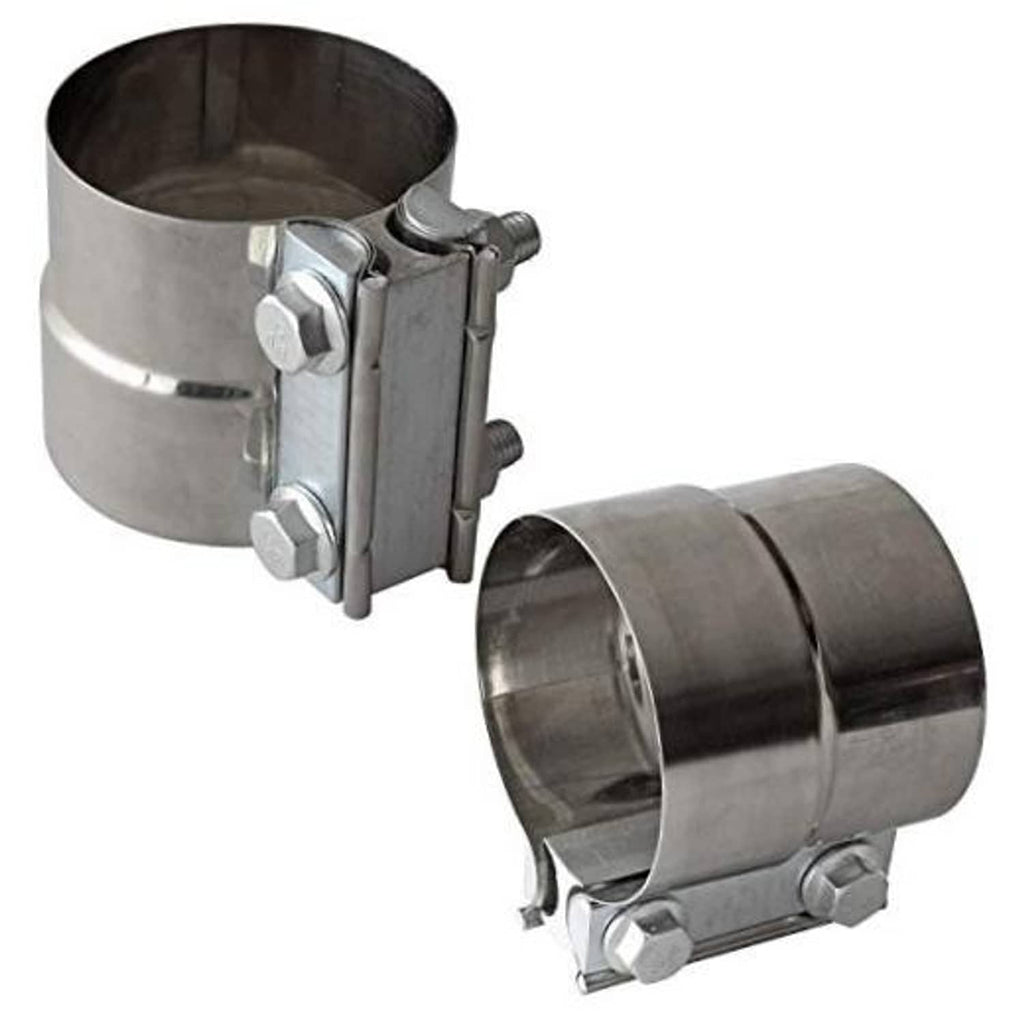 Stainless steel 3 inch exhaust lap joint clamp band with two-bolt locking plates