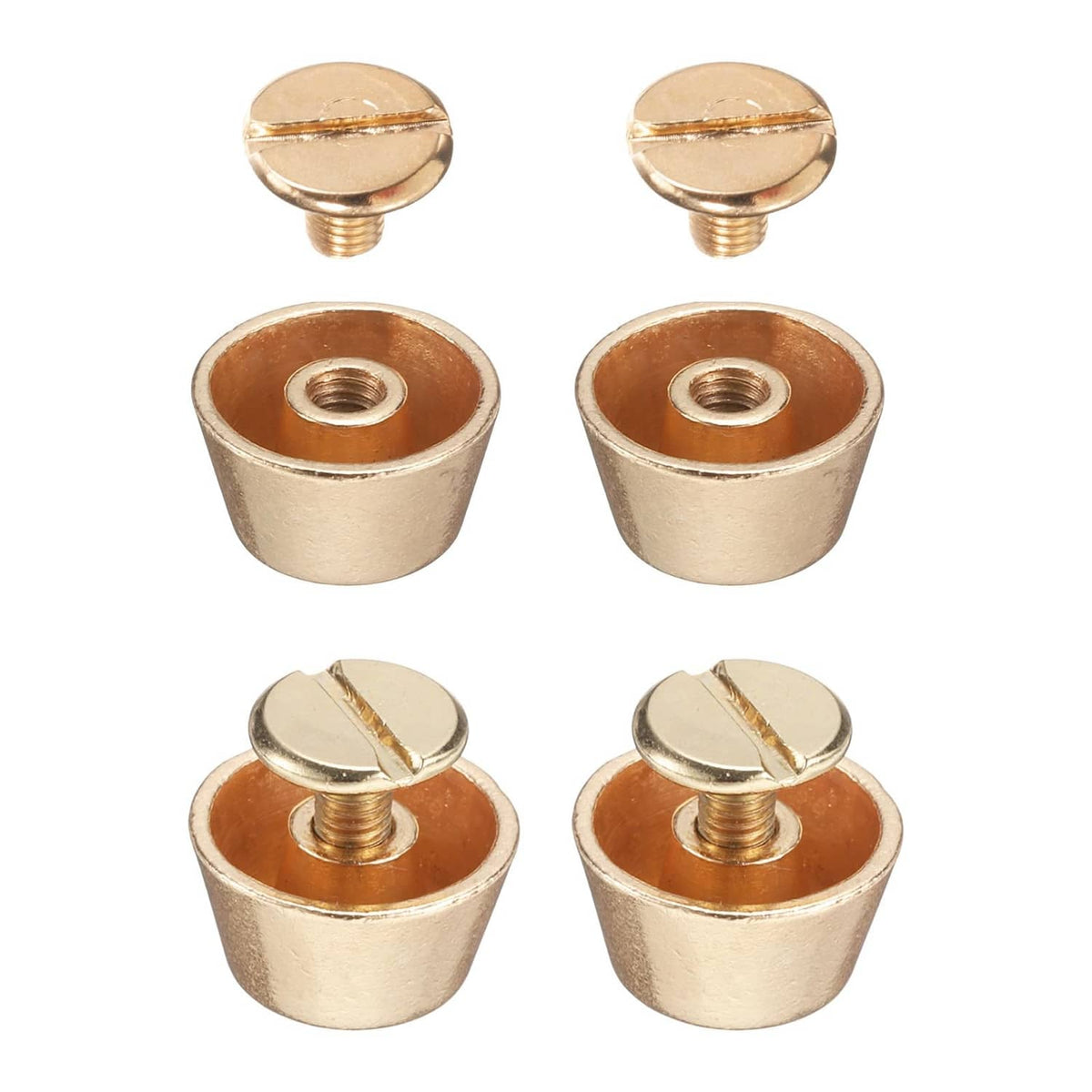 Gold-toned rivet stud handbag feet set with flat caps and threaded posts (4 pieces)