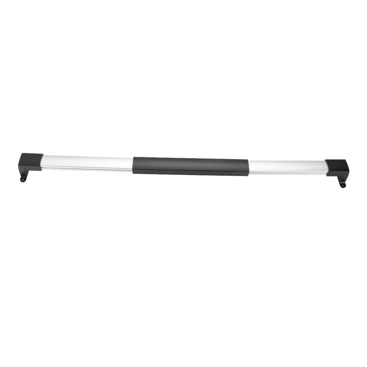 RV screen door cross bar handle with black center grip and end mounting tabs