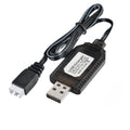 Black USB-A charger cable featuring a rectangular charger module and cable bundle