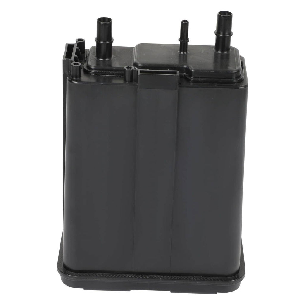 Charcoal fuel vapor canister with multiple top nipples and inlet outlets, black plastic