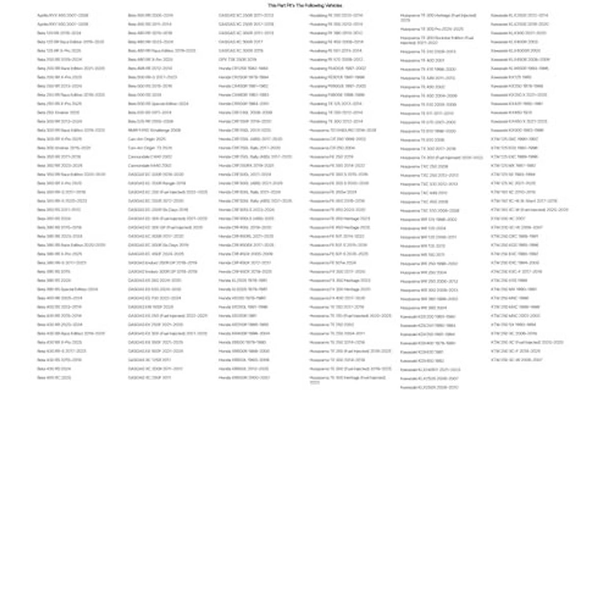 Printed product specification sheet with dense small text
