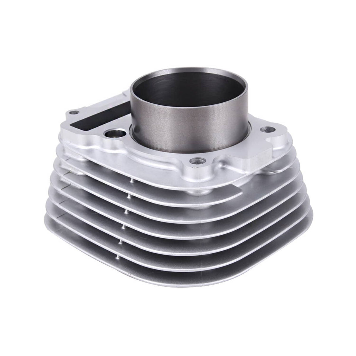 Metal ATV cylinder block with piston bore and mounting bolt holes
