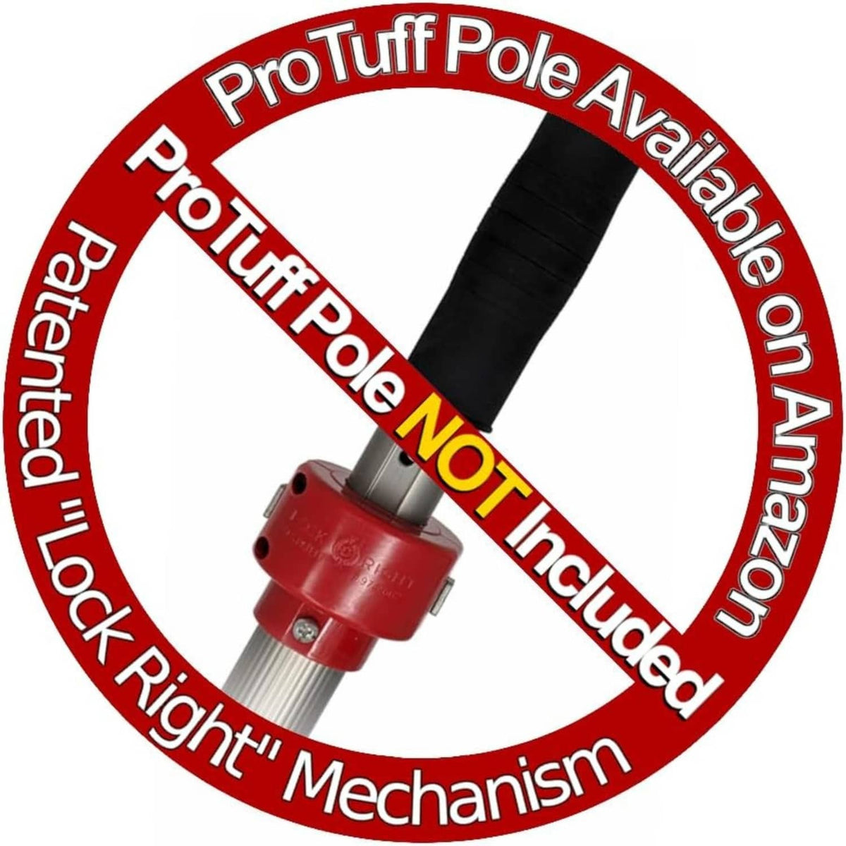 ProTuff pole adapter graphic with red click-lock mechanism ring