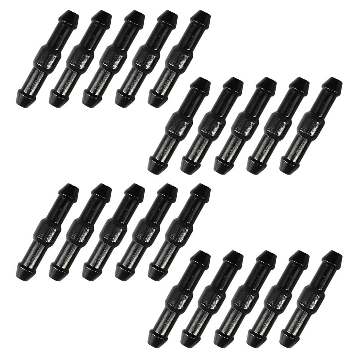 Windshield washer hose connectors, 2-way I-type black, 20-piece set of barbed couplers