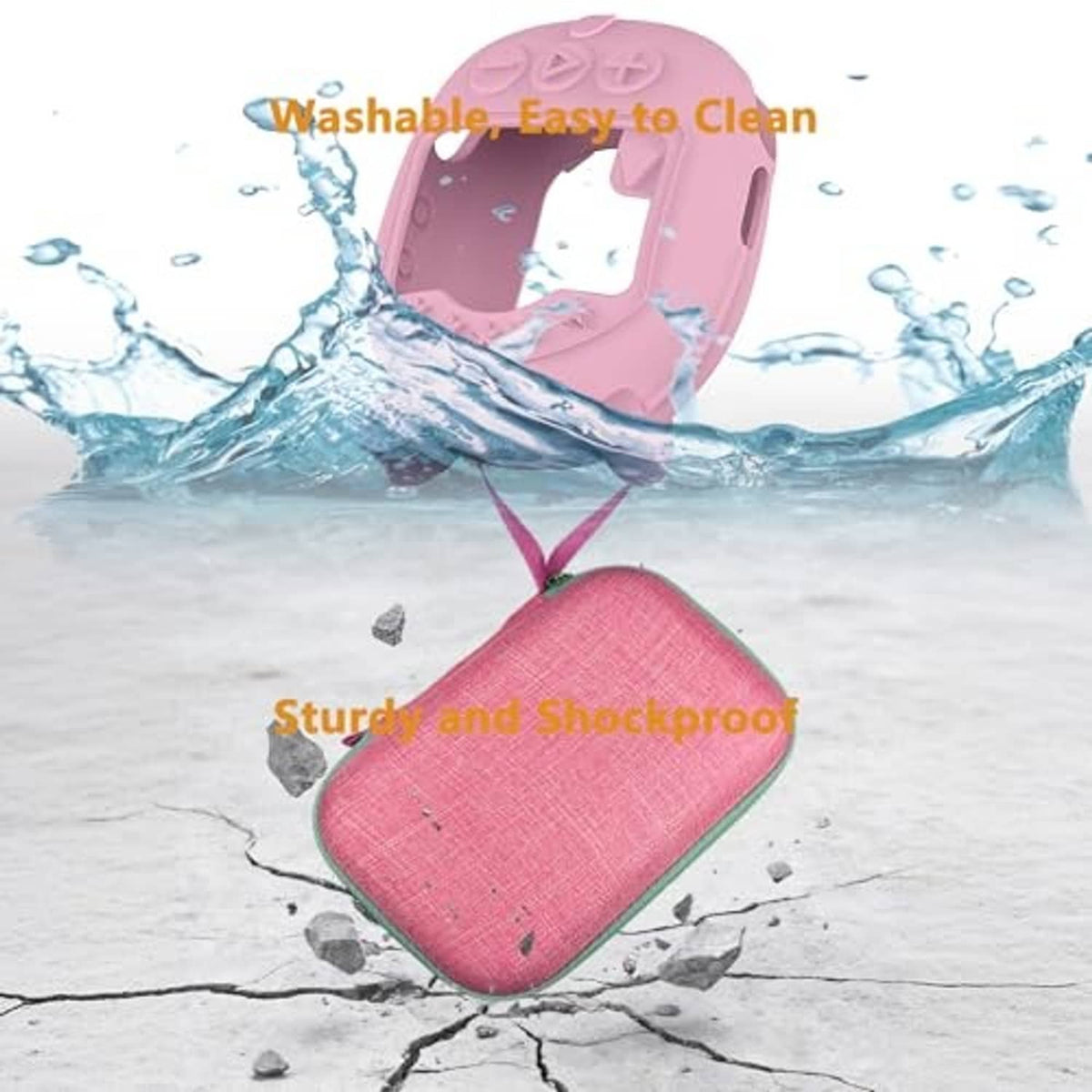 Pink hard case and pink silicone speaker cover together