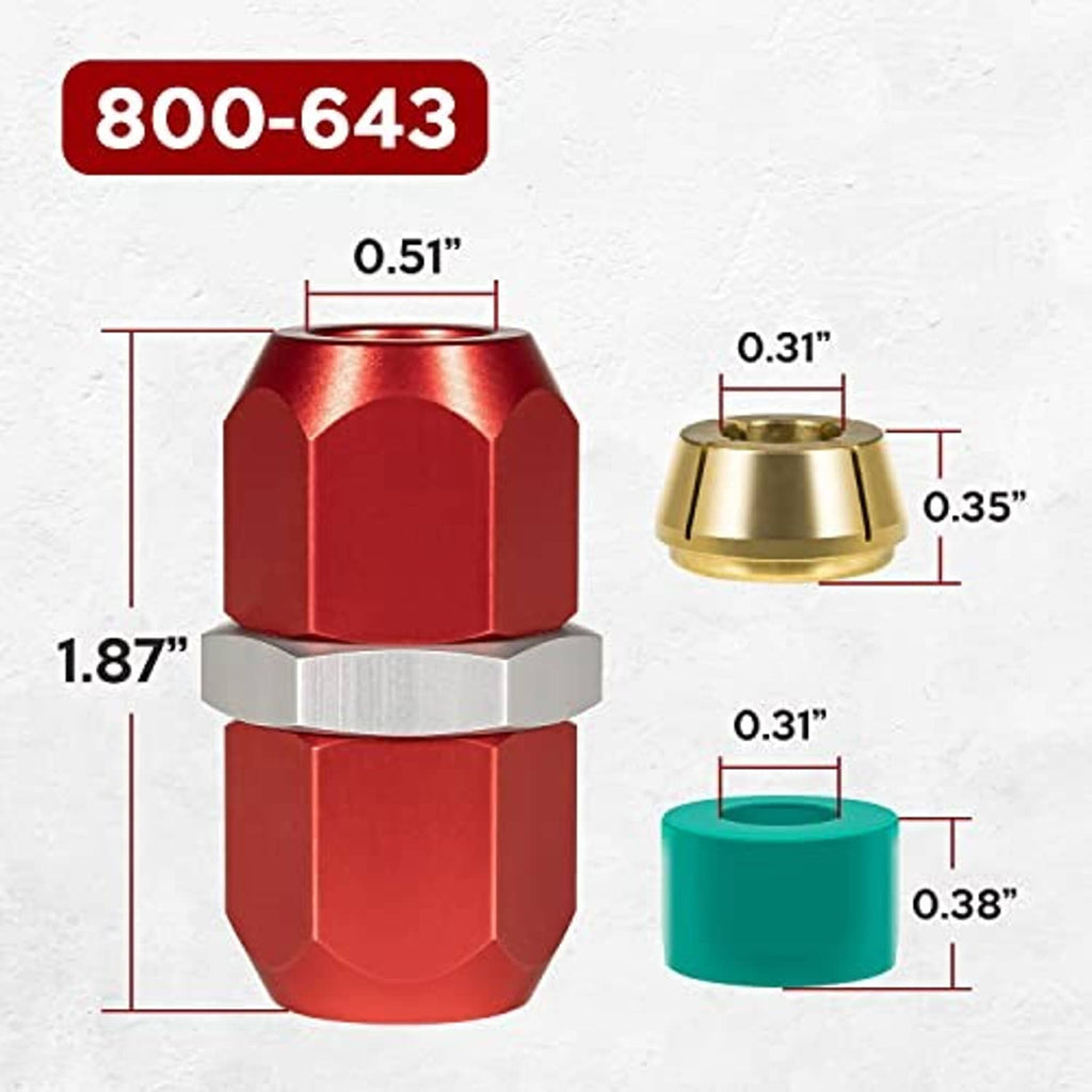 Measured A/C splice kit parts: red connector, brass cap, and green seal sleeve