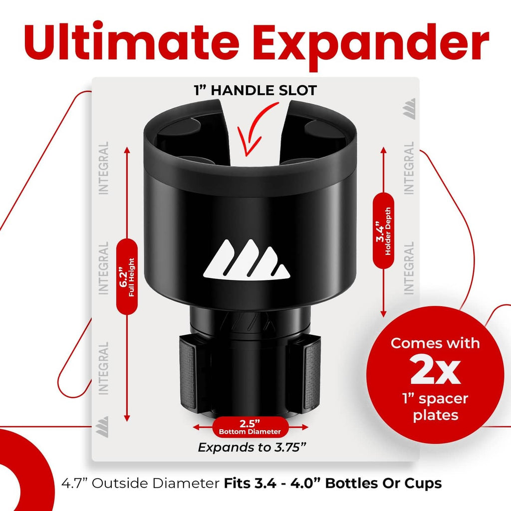 Black ultimate car cup holder expander designed for bottles and cups