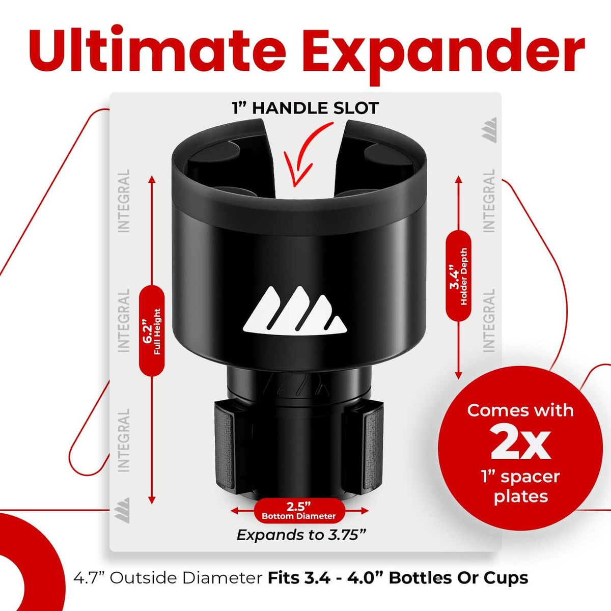 Black ultimate car cup holder expander designed for bottles and cups
