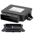 Parking brake control module with electrical connector and mounting brackets, black housing