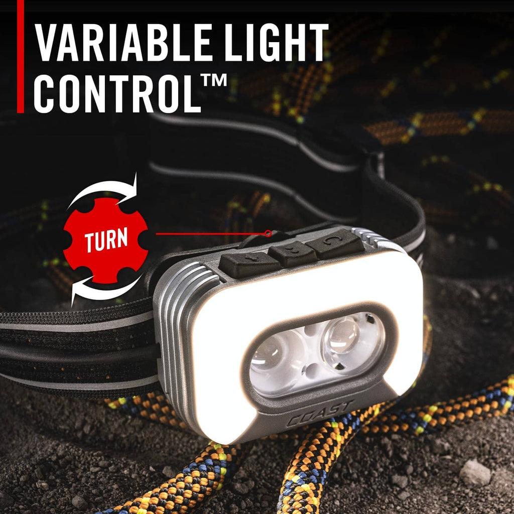 COAST headlamp on black strap with bright white front module