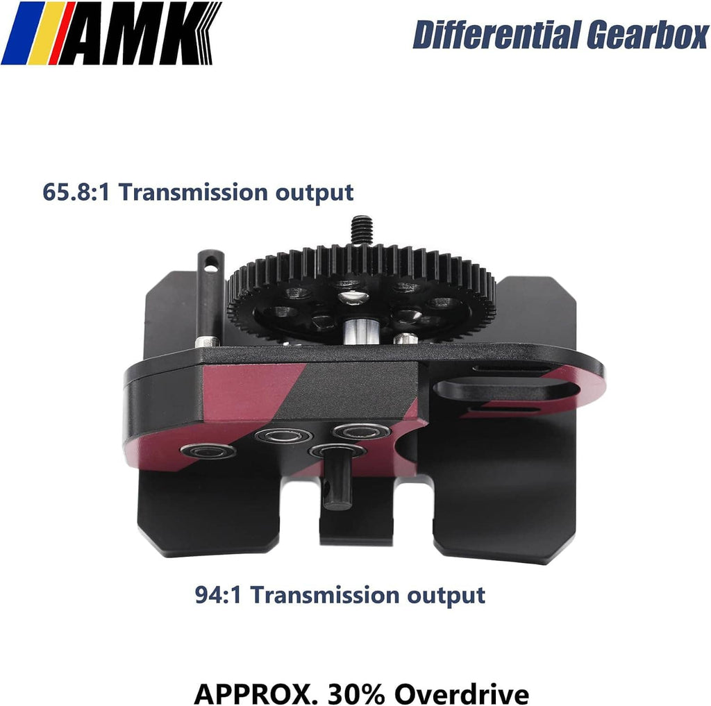 Differential gearbox showing transmission output ratios on the gear housing