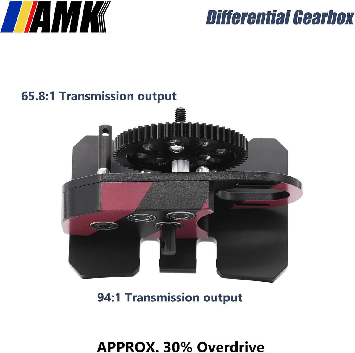 Differential gearbox showing transmission output ratios on the gear housing