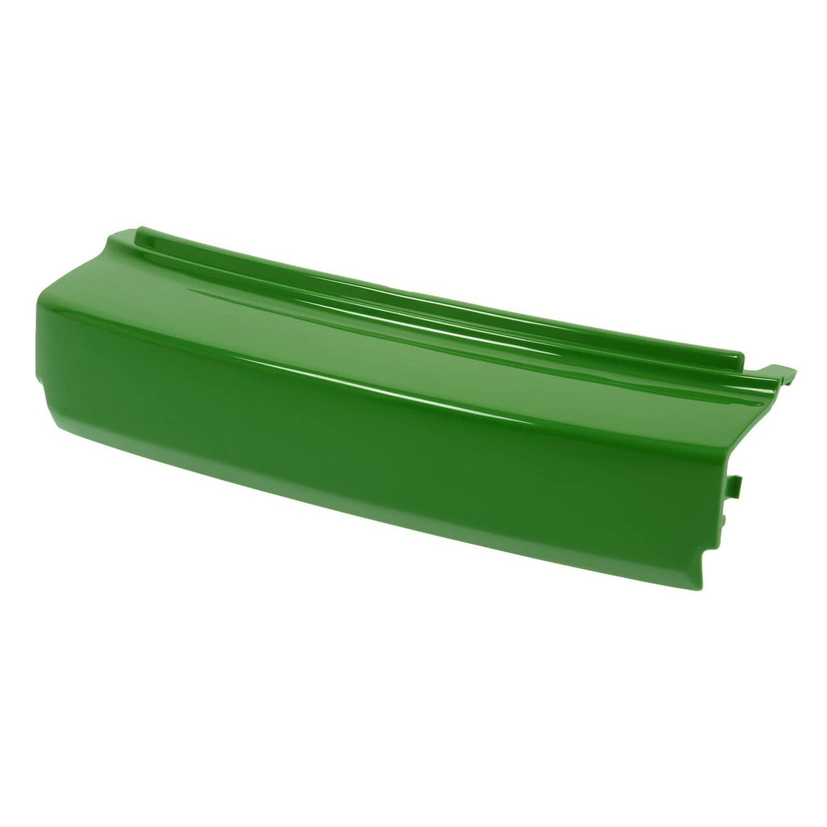 Green front bumper panel with top groove and lower end cutouts