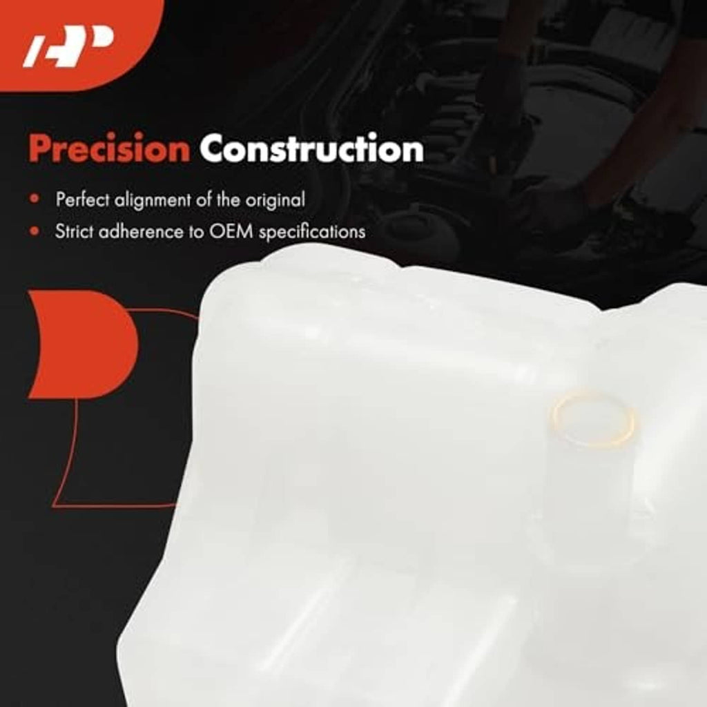 Translucent white coolant recovery overflow reservoir tank with cap top